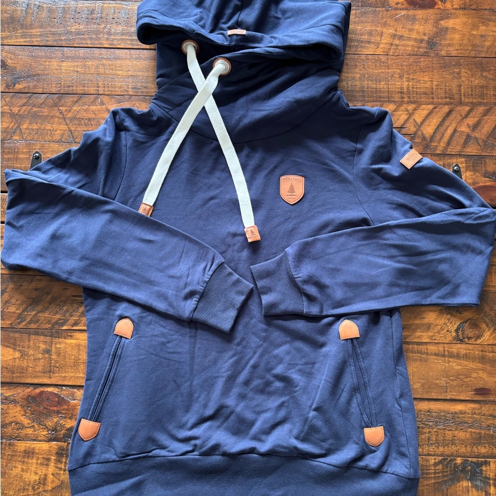 Wanakome Navy Hoodie with Tan Patch